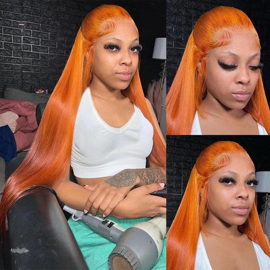 Orange Fire Glueless Synthetic Lace Front Wig – HD Lace, 12-30 Inch