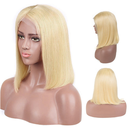Blonde 180% Density Human Hair Bob Lace Front Wig – Glueless HD Lace, 10-12 Inch